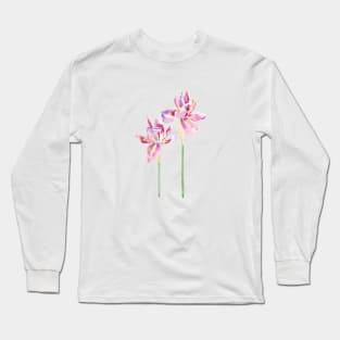 2 pink orchids watercolor Long Sleeve T-Shirt